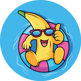 Banana Floating With Thumb Up Sticker