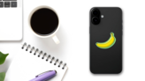 Banana Fruit On Green Sticker on a Phone (New) example