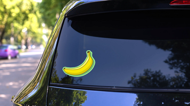 Banana Fruit On Green Sticker on a Rear Car Window (New) example