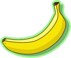 Banana Fruit On Green Sticker