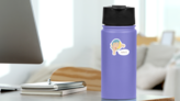Banana To The Ear Says Hello Sticker on a Water Bottle (New) example