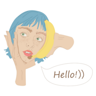 Banana To The Ear Says Hello Sticker