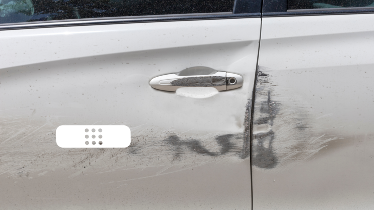 Band Aid Cut Out Sticker on a Scratched Car example