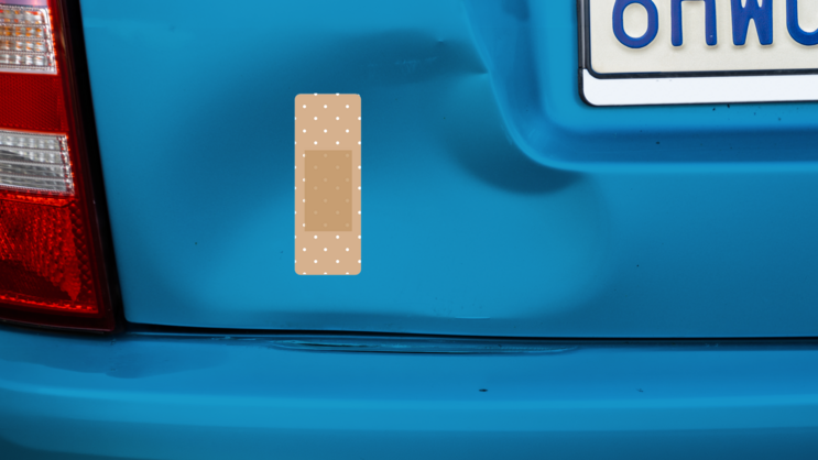 Bandage Sticker on a Dented Car example