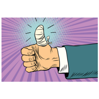 Bandaged Finger Thumb Up Pop Art Retro Sticker