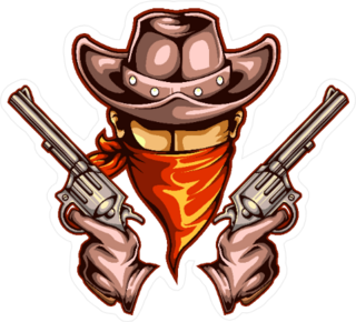 Bandit Cowboy with Two Pistols Sticker
