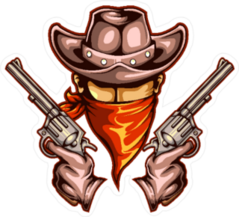 Bandit Cowboy with Two Pistols Sticker