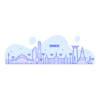 Bangkok Skyline, Thailand Blue Sticker