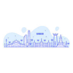 Bangkok Skyline, Thailand Blue Sticker