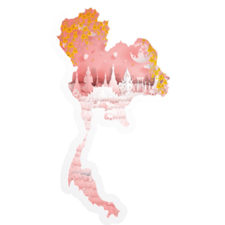 Bangkok, Thailand Map Flowers In Paper Style Sticker