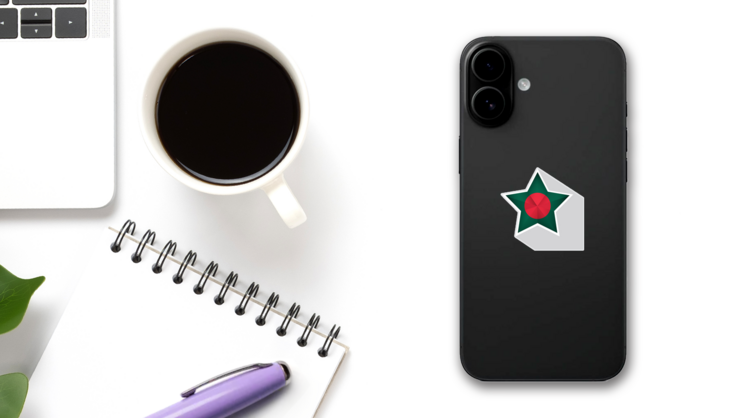 Bangladesh Flag Star Sticker on a Phone (New) example