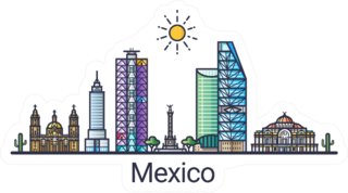 Banner Of Mexico City Skyline Illustration Sticker