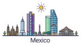 Banner Of Mexico City Skyline Illustration Sticker