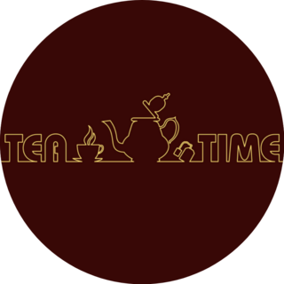 Banner With Simple Gold Line Art Tea Time Lettering Sticker