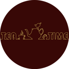 Banner With Simple Gold Line Art Tea Time Lettering Sticker