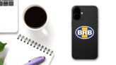 Barbados Brb Flag Oval Sticker on a Phone (New) example