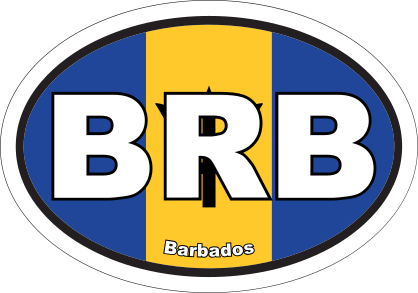 Barbados Brb Flag Oval Sticker