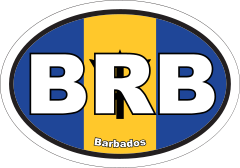 Barbados Brb Flag Oval Sticker