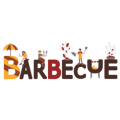 Barbecue Banner With Happy People Sticker