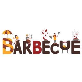 Barbecue Banner With Happy People Sticker