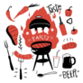 Barbecue Elements Drawn In Doodle Sticker