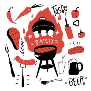 Barbecue Elements Drawn In Doodle Sticker