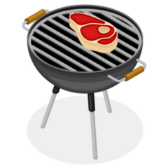 Barbecue Grill With Beef Steak Roasting Sticker