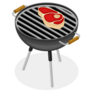 Barbecue Grill With Beef Steak Roasting Sticker