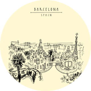 Barcelona, Spain. Park Guell And Panoramic Sticker