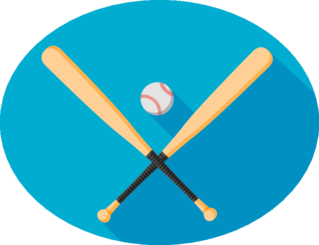Baseball Bats And Ball Icon With Long Shadow