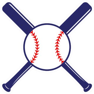 Baseball Crossed Bats With Ball Illustration Sticker