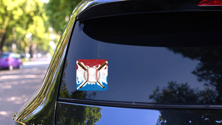 Baseball Flag Background on a Rear Car Window (New) example