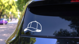 Baseball Hat or Softball Cap Sticker on a Rear Car Window (New) example