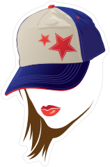 Baseball or Softball Star Hat with Lipstick Sticker