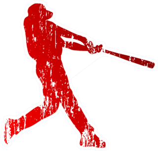 Baseball Player In Red Grunge Sticker