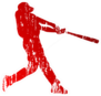 Baseball Player In Red Grunge Sticker