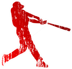 Baseball Player In Red Grunge Sticker