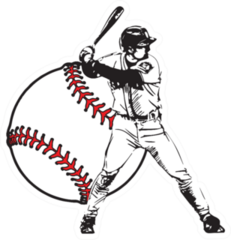 Baseball Player On Baseball Illustration Sticker