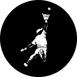 Baseball Player Reaching To Catch Ball White Silhouette Sticker