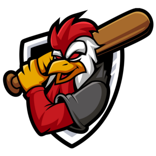 Baseball Rooster Mascot Sticker