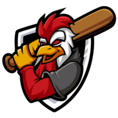 Baseball Rooster Mascot Sticker