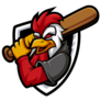Baseball Rooster Mascot Sticker