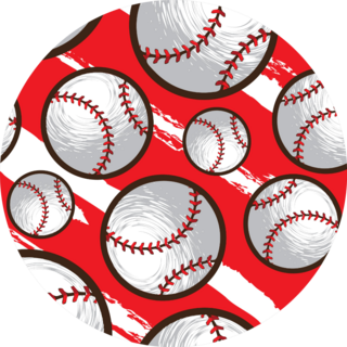 Baseball Seamless Pattern On Bright Red Sticker