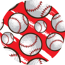 Baseball Seamless Pattern On Bright Red Sticker