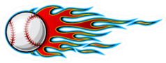 Baseball Softball Illustration With Hot Rod Flames Sticker