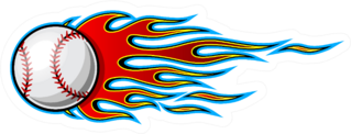 Baseball Softball Illustration With Hot Rod Flames Sticker