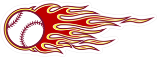 Baseball Softball With Hot Rod Flames Sticker