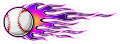Baseball Softball With Purple Hot Rod Flames Sticker