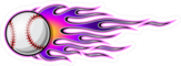 Baseball Softball With Purple Hot Rod Flames Sticker