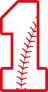 Baseball Style Number 1 With Seam Sticker